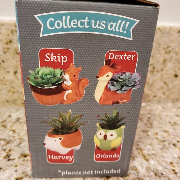 Animal Planters, Woodland 4pc Set, Squirrel Deer Owl Hedgehog plant pots - Picture 6 of 11